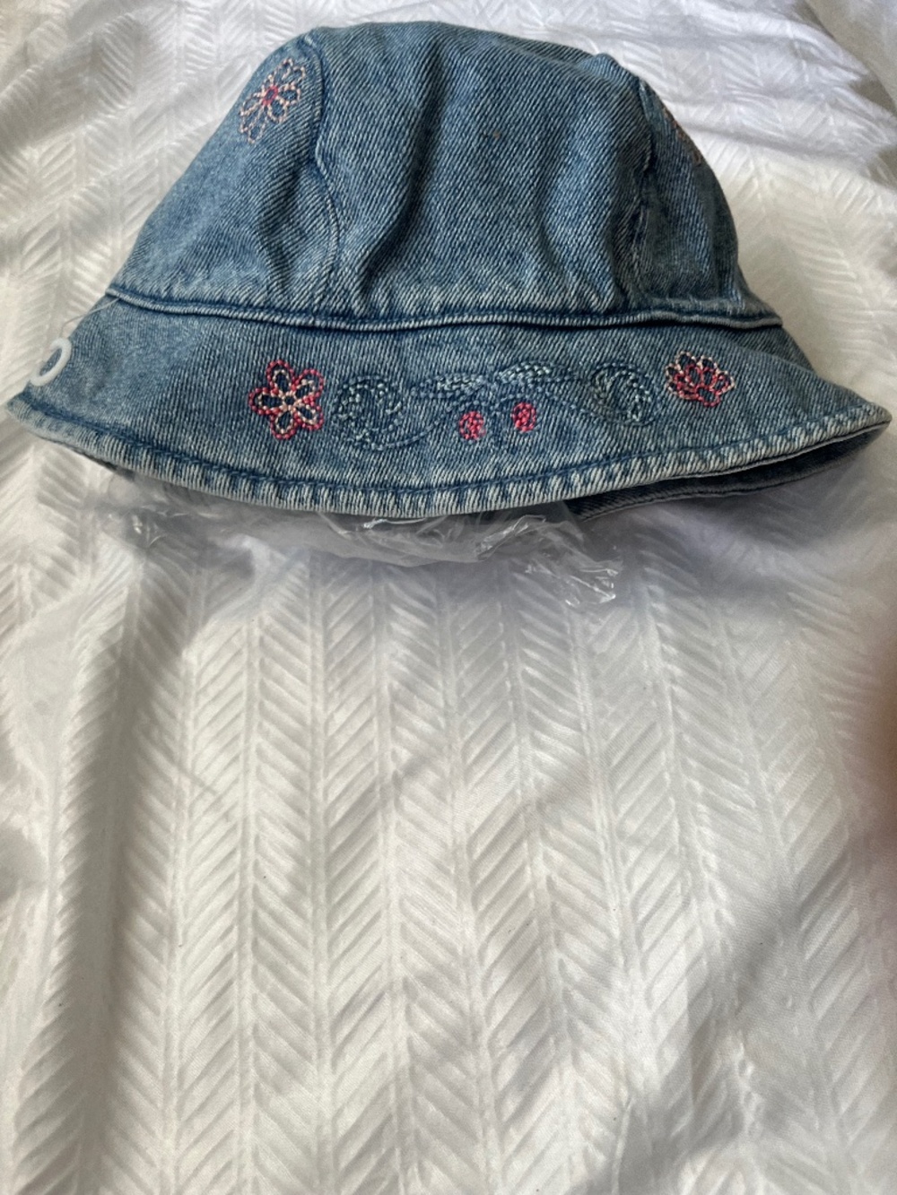 Gymboree Embroidered Butterfly Denim Bucket Sun Hat S/M 3-4Y NWOT
